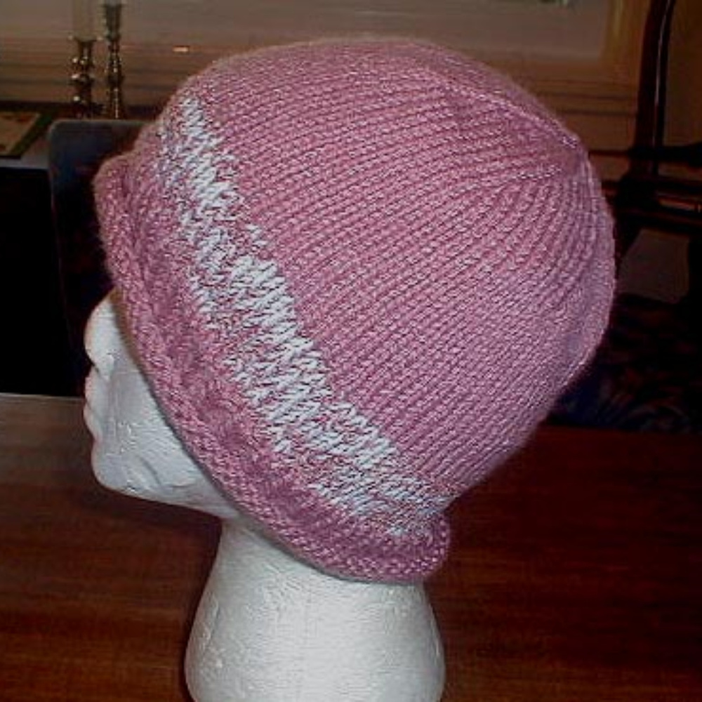Hand Knitted Womens Rolled Brim Hat 1 size all